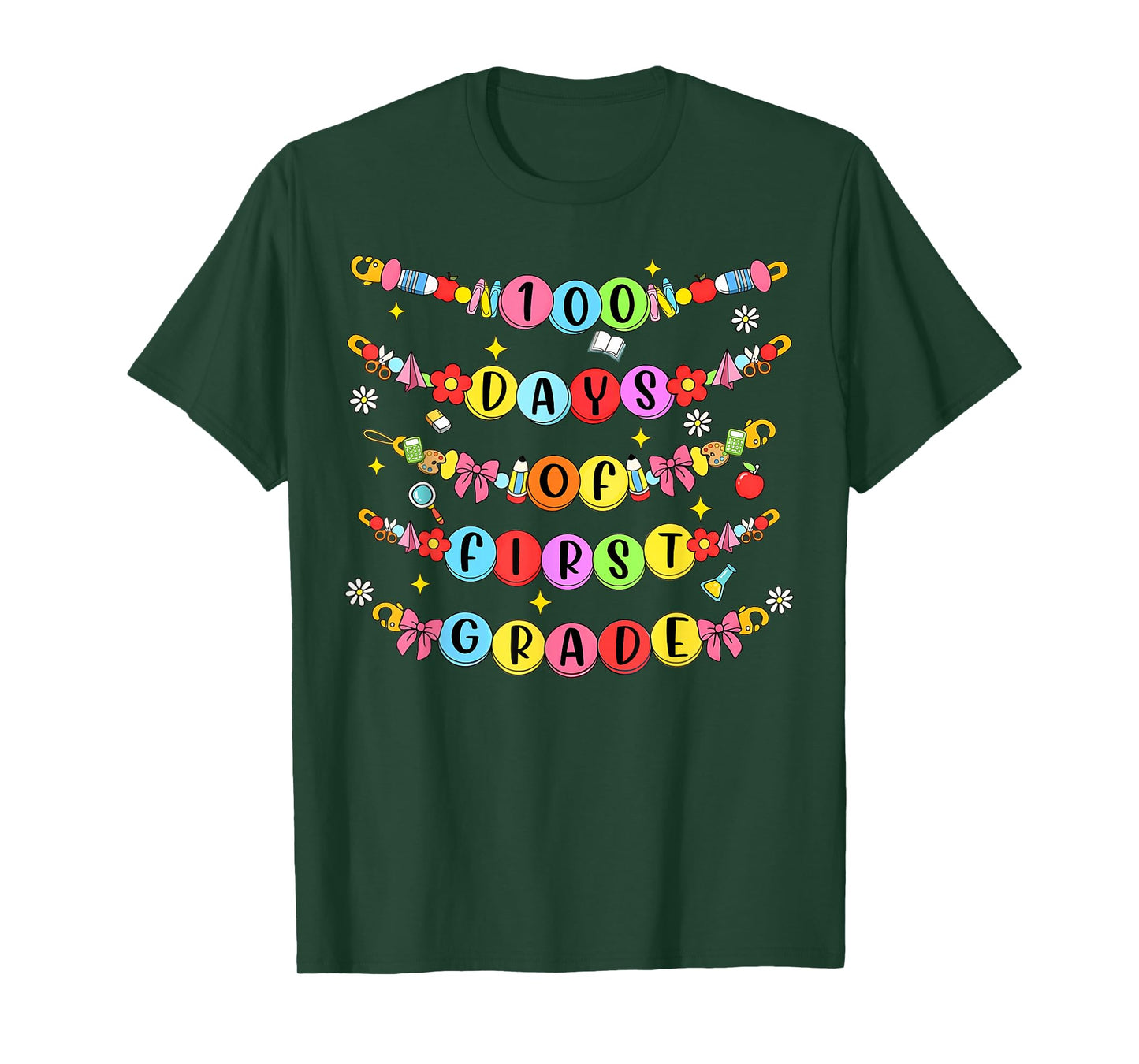 100 Days of First Grade Teacher Kid Friendship Bracelet T-Shirt