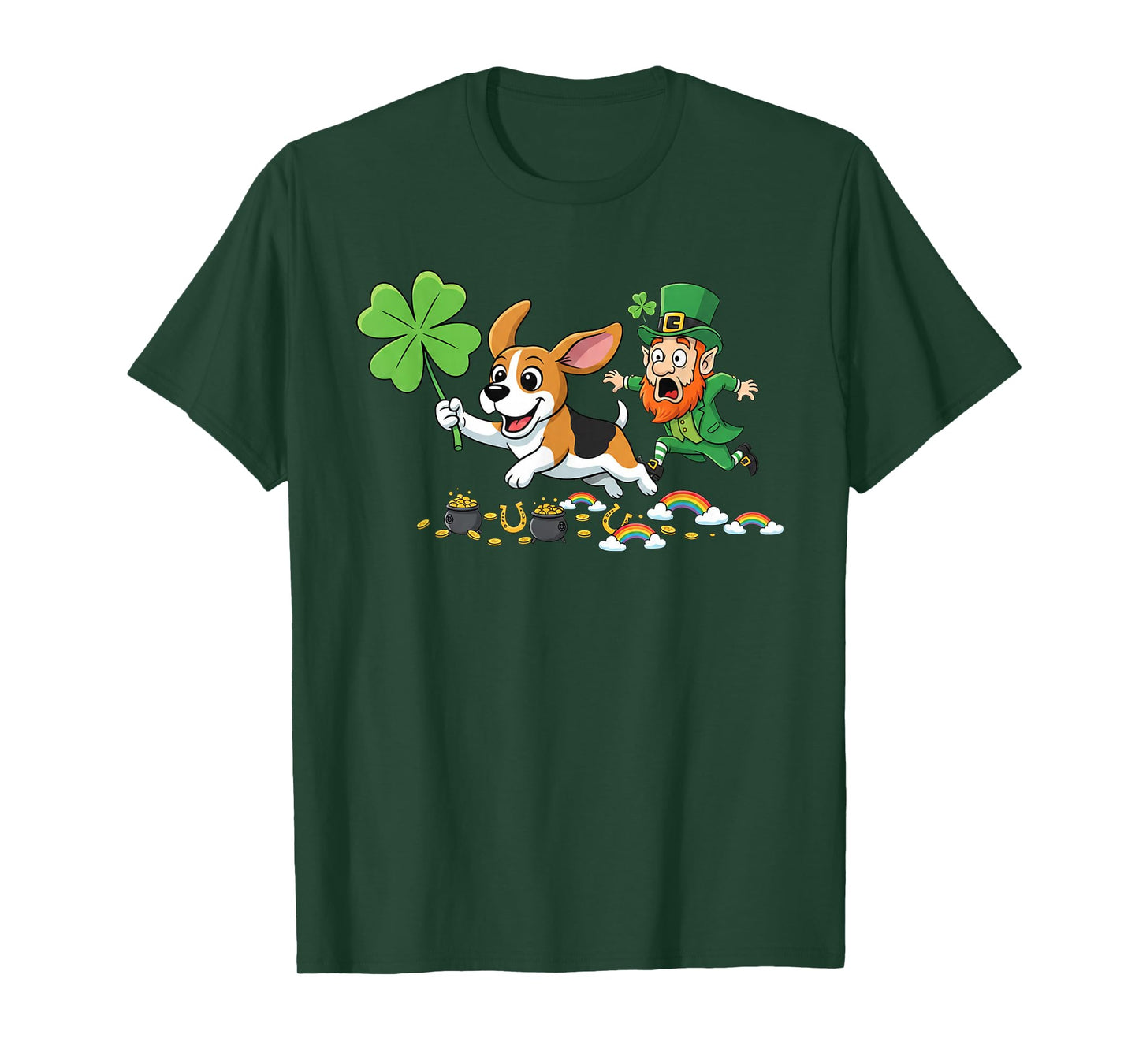 Funny Beagle Clover St Patricks Day Womens Mens Kids T-Shirt