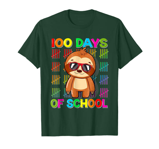 100th Day of School Sloth Design 100 Days School Sloth Lover T-Shirt