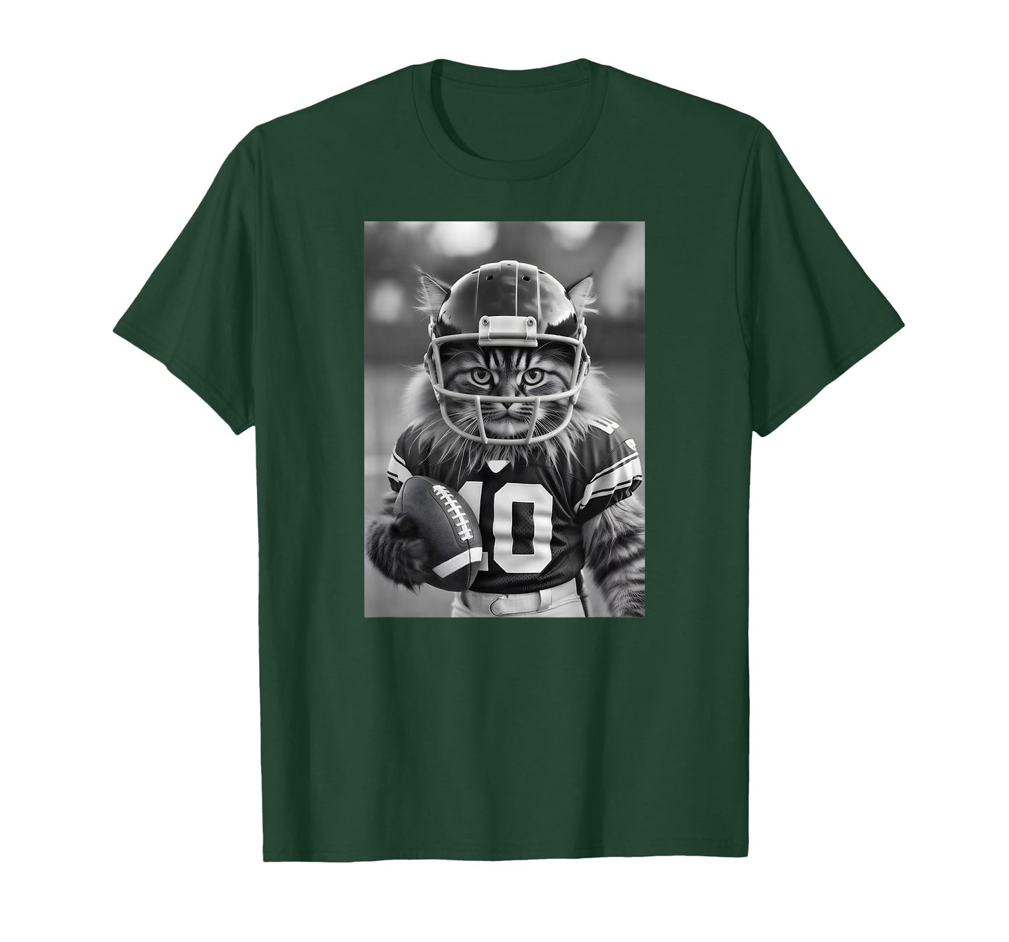 Funny Football Cat American Football Cat Player T-Shirt