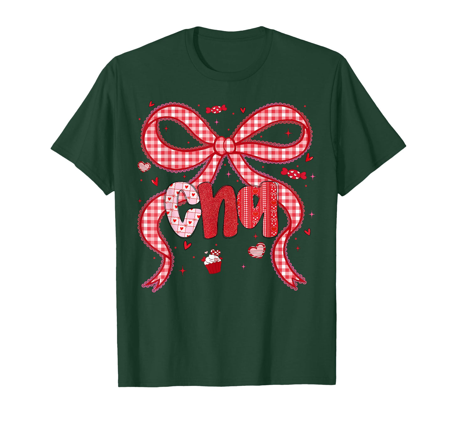 Valentine CNA Nurse Coquette Bow Stethoscope Girl Women T-Shirt