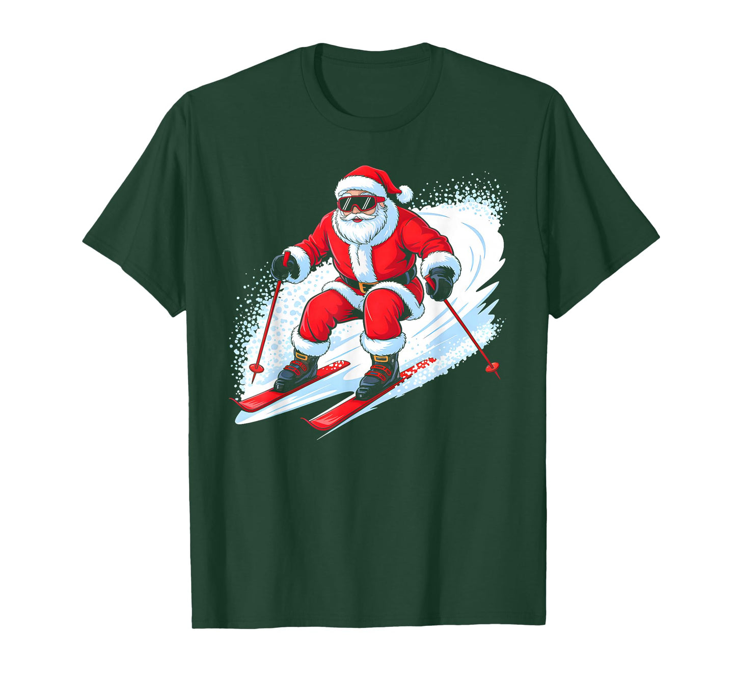 Santa Skiing Funny Christmas Skier Ski Racer Xmas Pajama T-Shirt