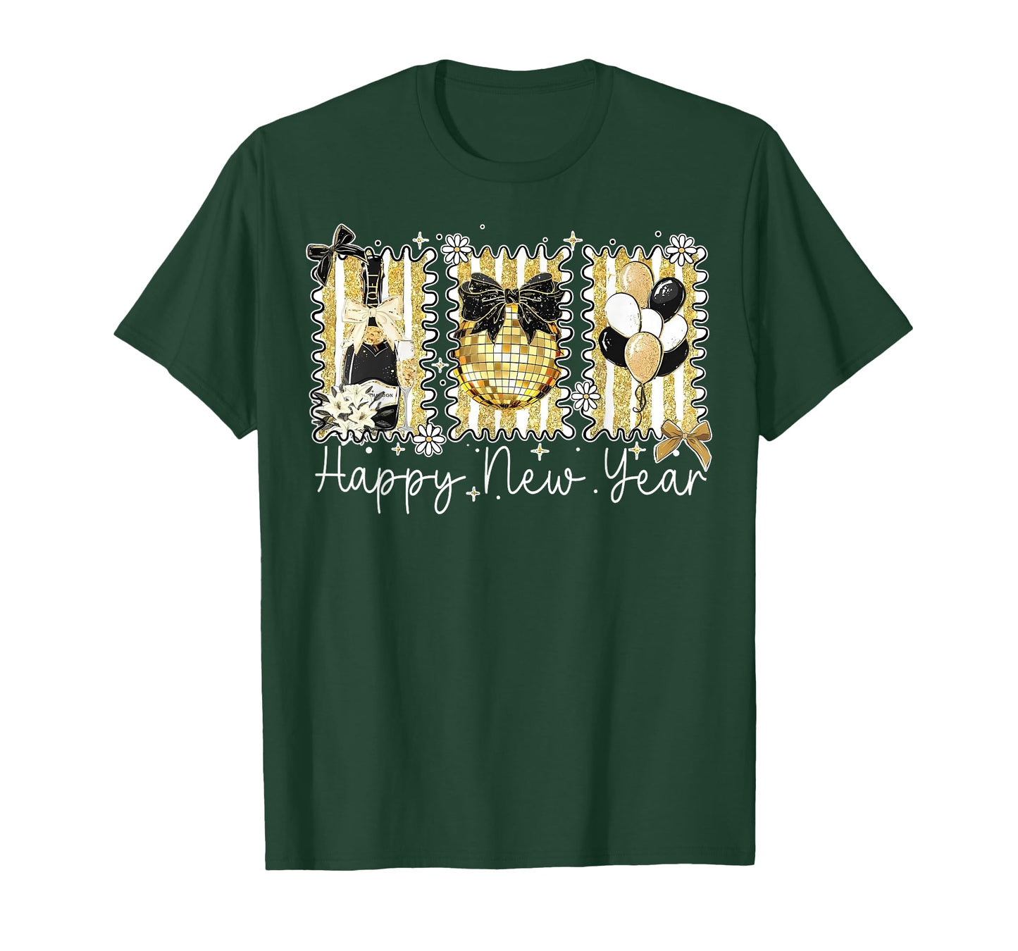 Happy New Year 2026 Disco Ball Bow New Year's Eve Party T-Shirt
