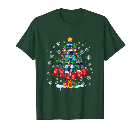 Scuba Diving Tools Christmas Tree Santa Colorful Sport Lover T-Shirt