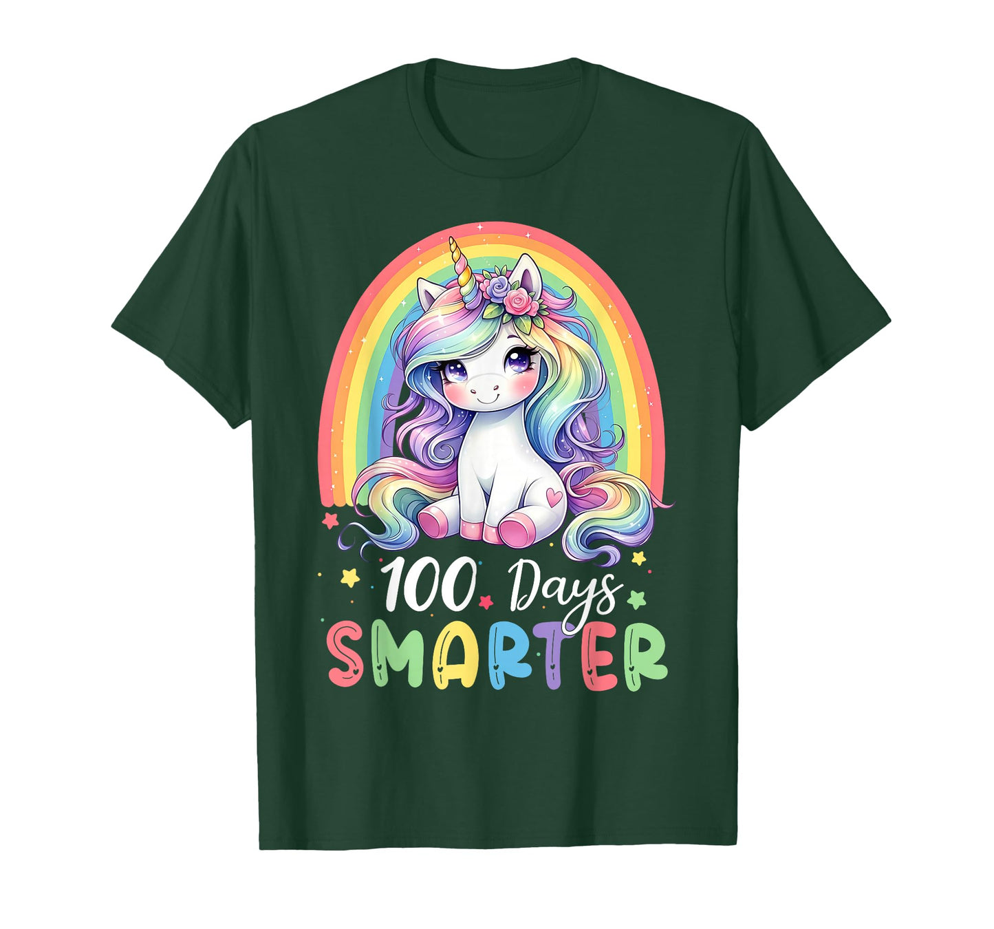 100 Days Smarter Kids Girls Unicorn 100th Day of School T-Shirt