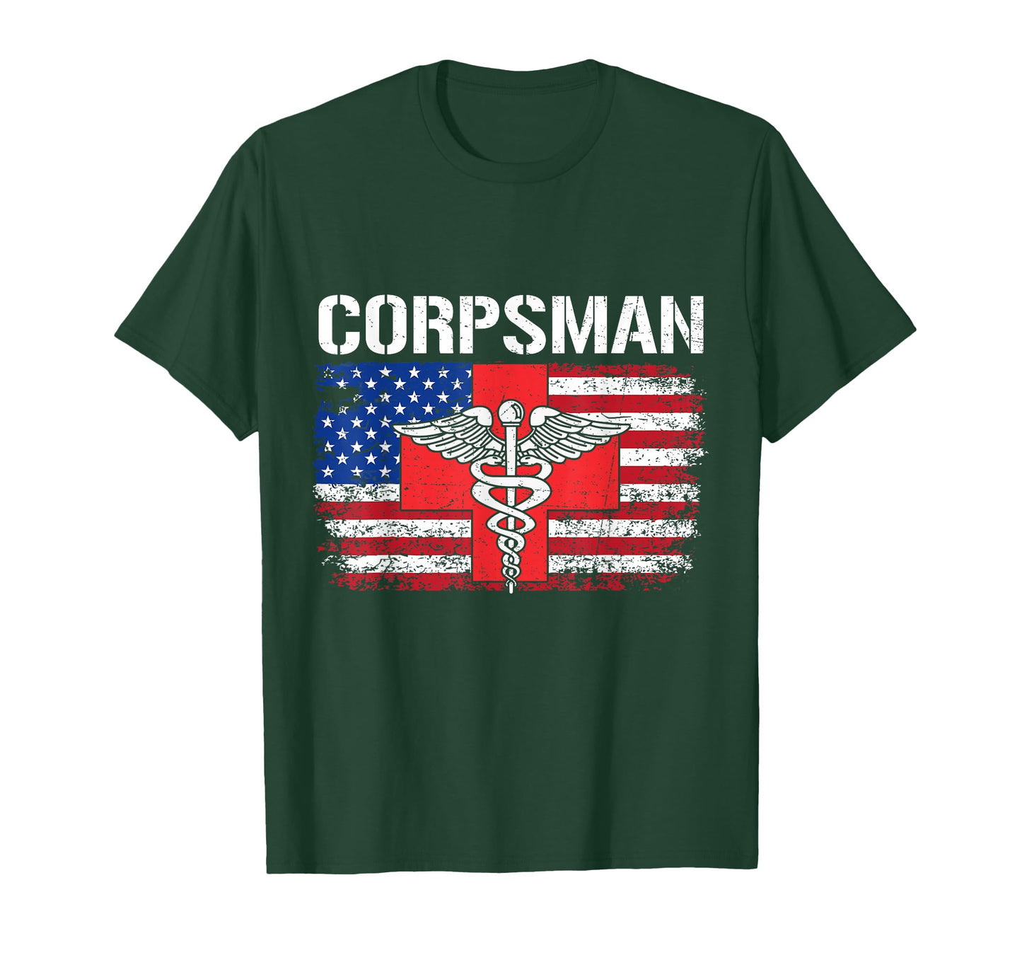 Hospital Corpsman Flag American USA Military Veteran T-Shirt