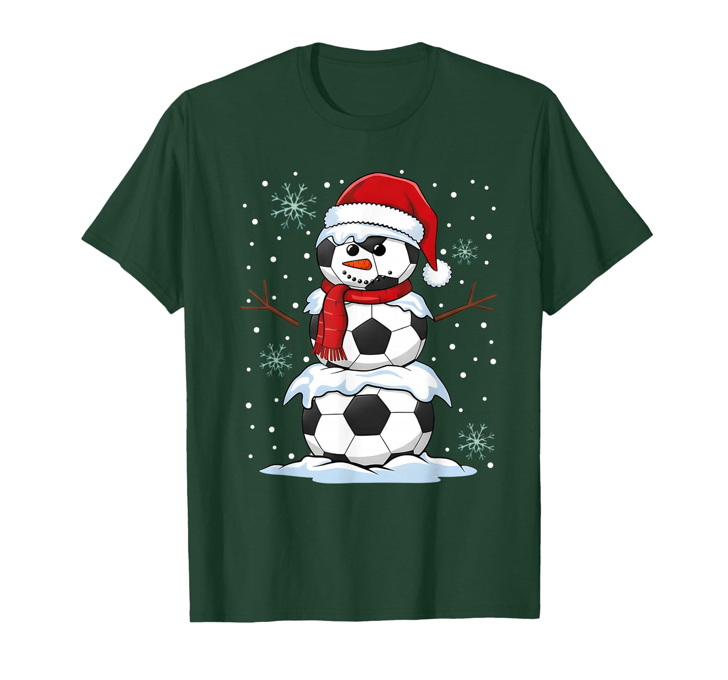 Christmas Soccer Ball Funny Snowman Xmas Pajamas Men Boys T-Shirt