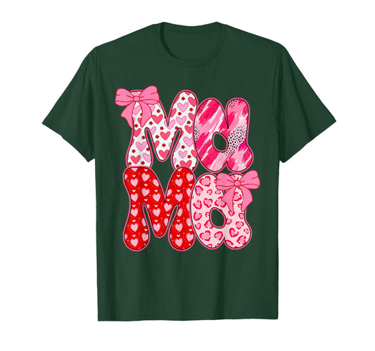 Mama Coquette Bow Leopard Mama Valentine Day Mother's Day T-Shirt