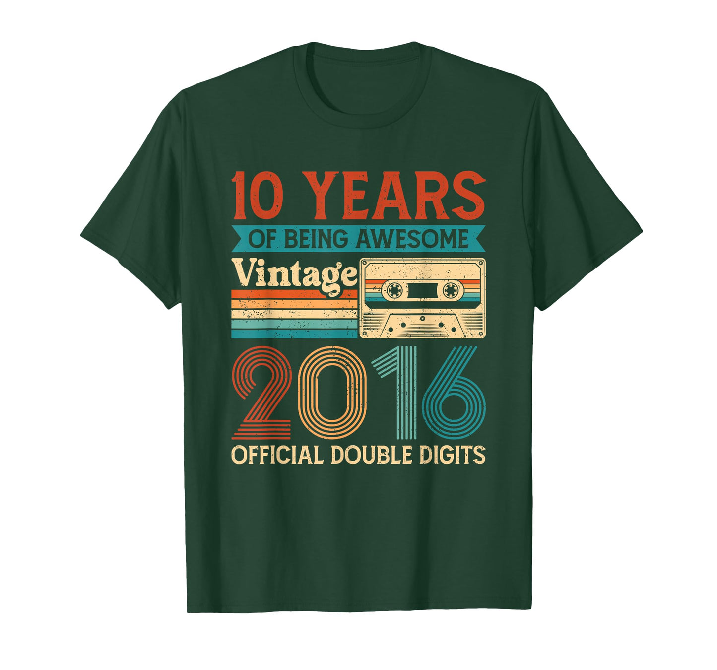Vintage 2016 Official Double Digits 10yrs Old 10th Birthday T-Shirt
