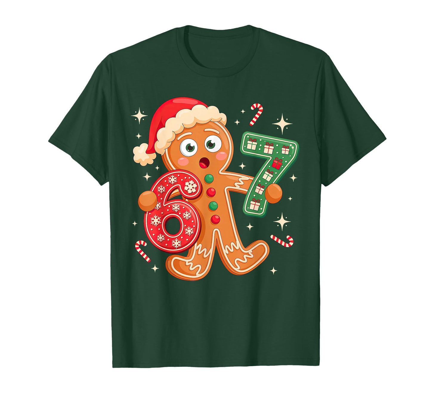 Gingerbread Six Seven 67 Meme 6 7 Christmas T-Shirt