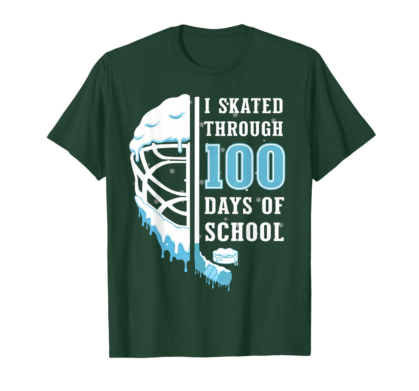 I Skated Through 100 Days of School Ice Hockey Boy 100th Day T-Shirt