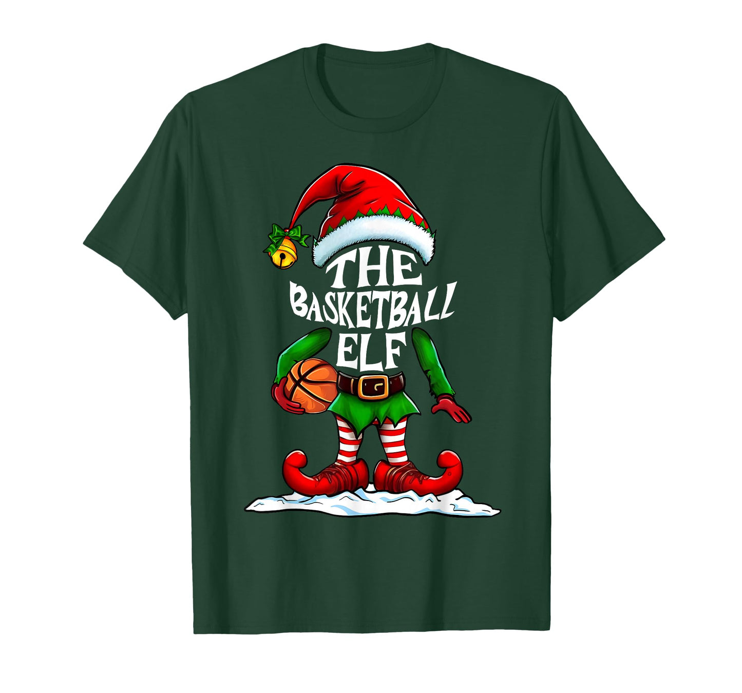 Basketball Elf Family Matching Christmas Holiday Sports T-Shirt