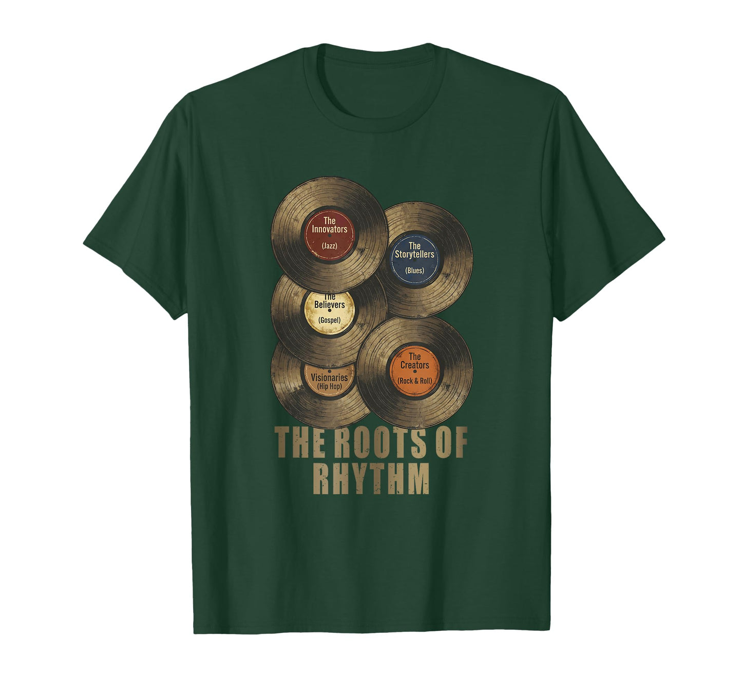 Black History Month Roots of Rhythm Vinyl Record Music T-Shirt