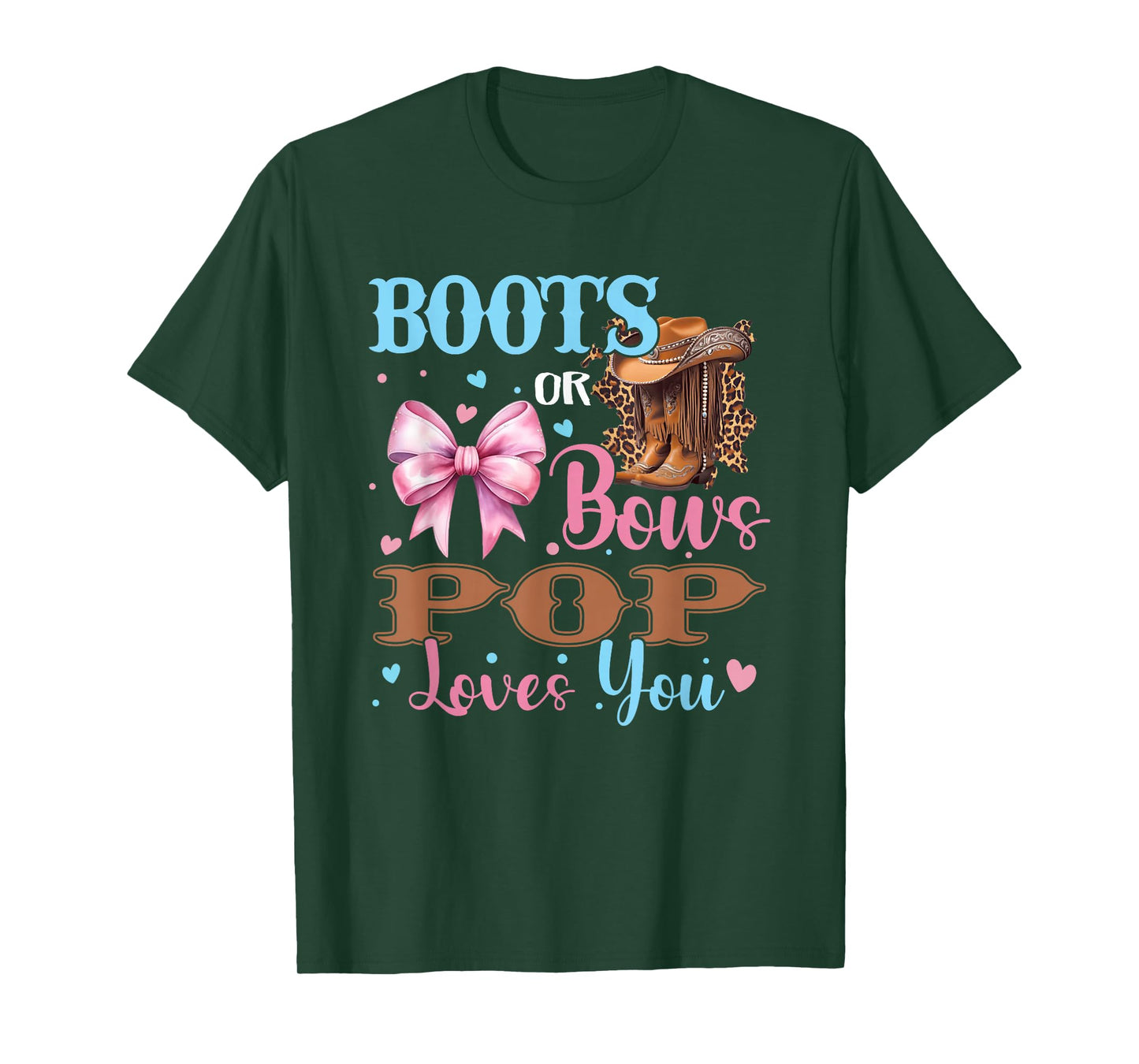 Boots or Bows Pop Loves You Gender Reveal Family T-Shirt