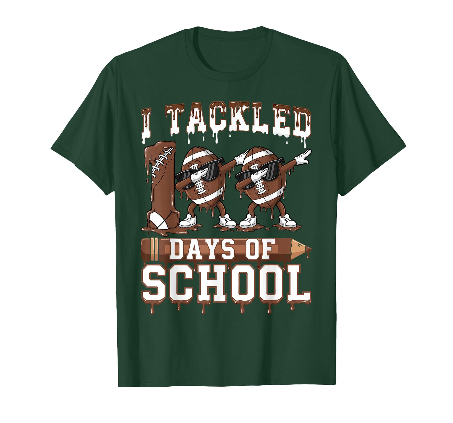 Kids 100 Days of School Boys 100th Day of School Football T-Shirt