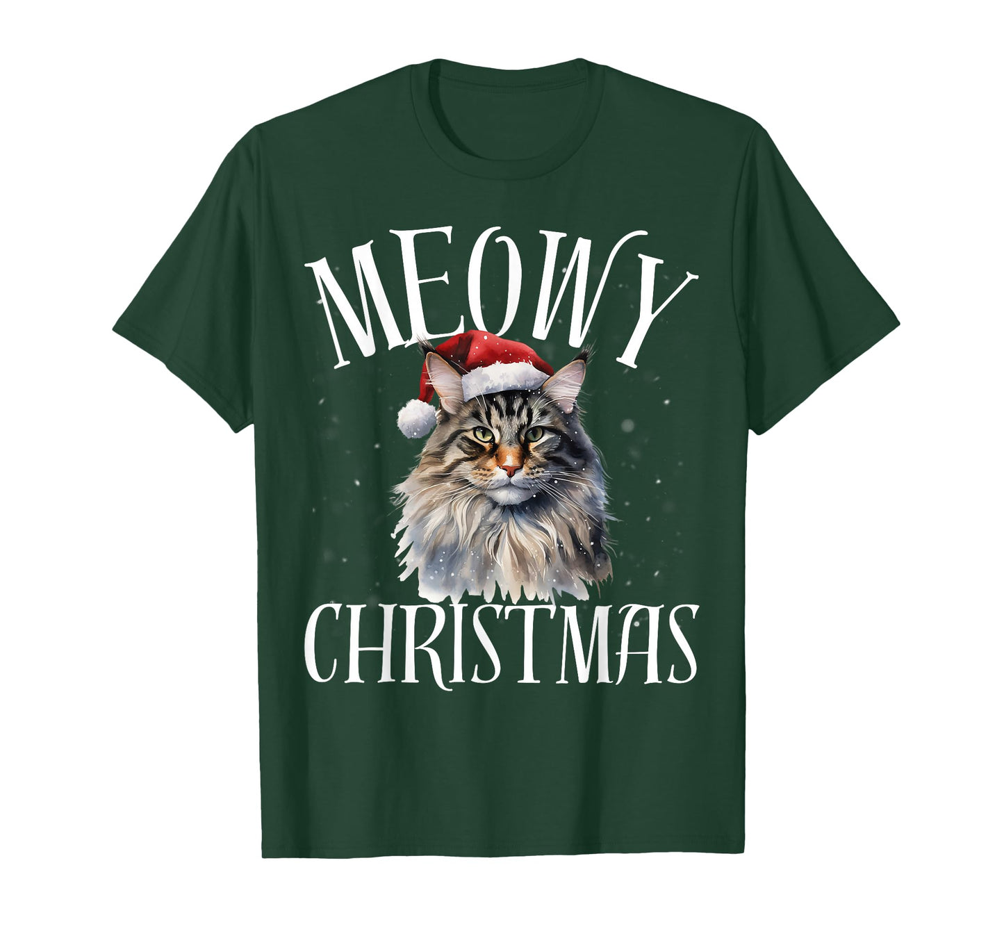 Funny Meowy Christmas Maine Coon Cat Merry Xmas Holiday T-Shirt