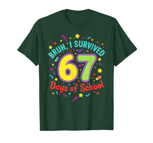 Bruh I Survived 67 Days of School Meme Kids Boys 67th Day T-Shirt