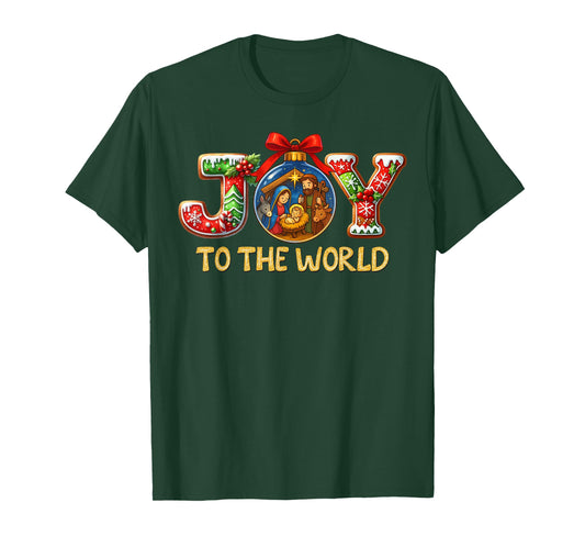 Joy to The World Christmas Christian Nativity Scene T-Shirt