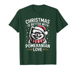 Cute Xmas Puppy Dog Christmas is Better with Pomeranian Love T-Shirt