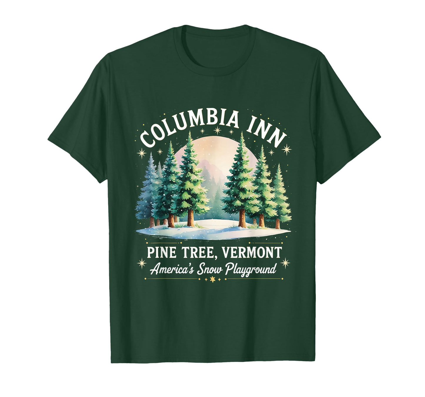 Columbia Inn Pine Tree Frosty Cozy Winter Christmas T-Shirt