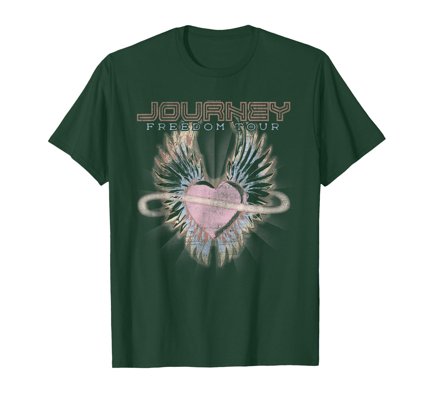 Journey Freedom Tour Pastel Heart and Logo Vintage Band T-Shirt