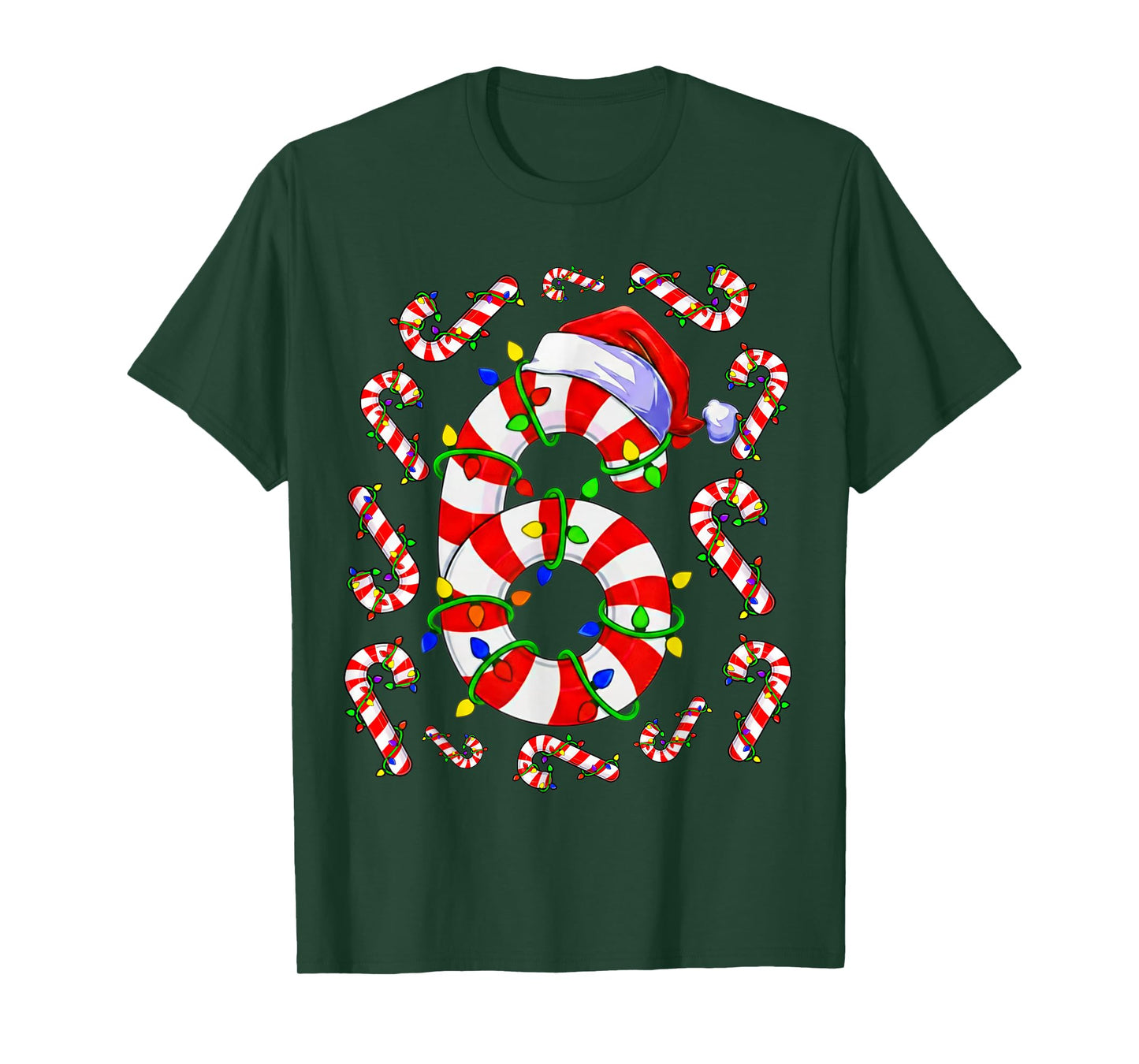 Fun Six Seven 6 7 Meme Design Couples Christmas Candy Cane T-Shirt