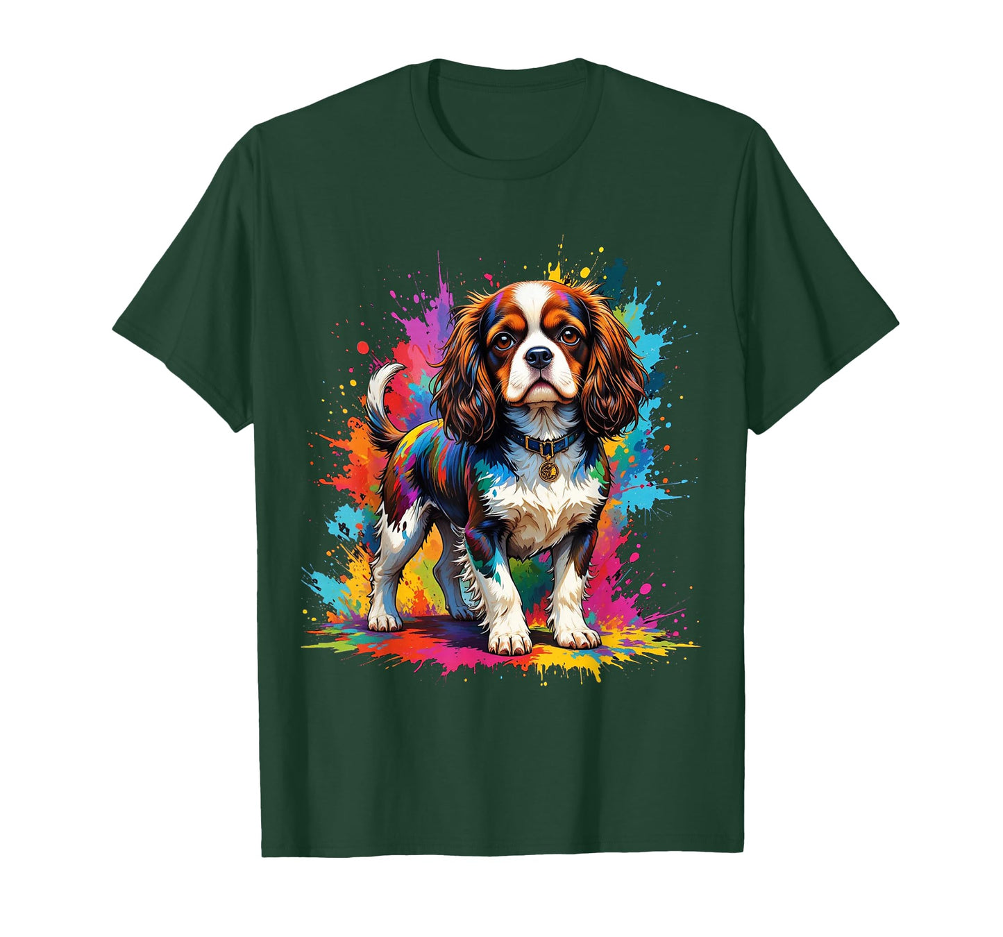 Colorful Cavalier King Charles Spaniel Dog Color Splashes T-Shirt
