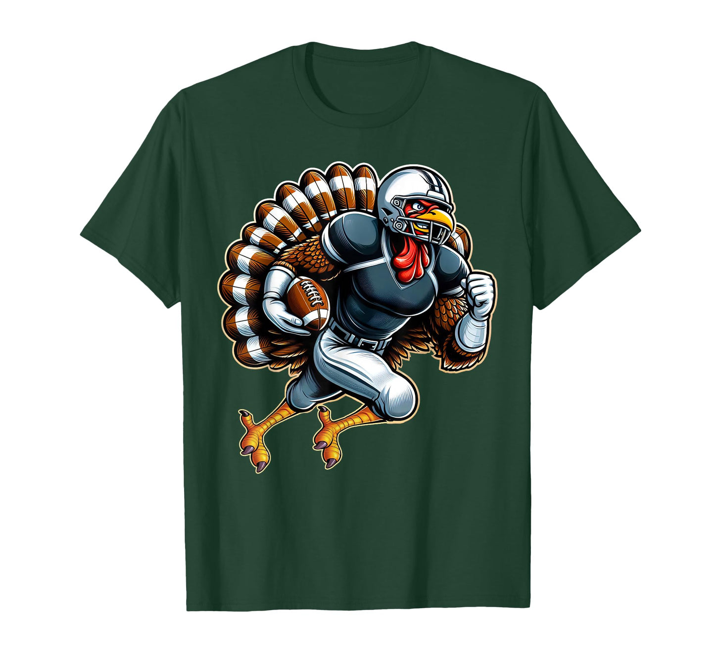 Funny Turkey Playing Football Thanksgiving Shirts Boys Men T-Shirt