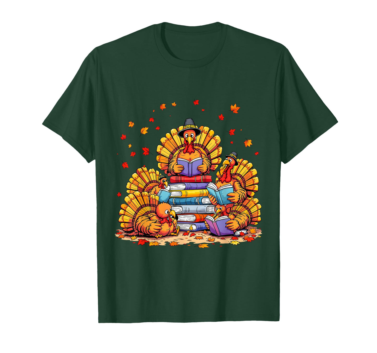 Turkey Reading Books Fall Thanksgiving Teacher Book Lovers T-Shirt