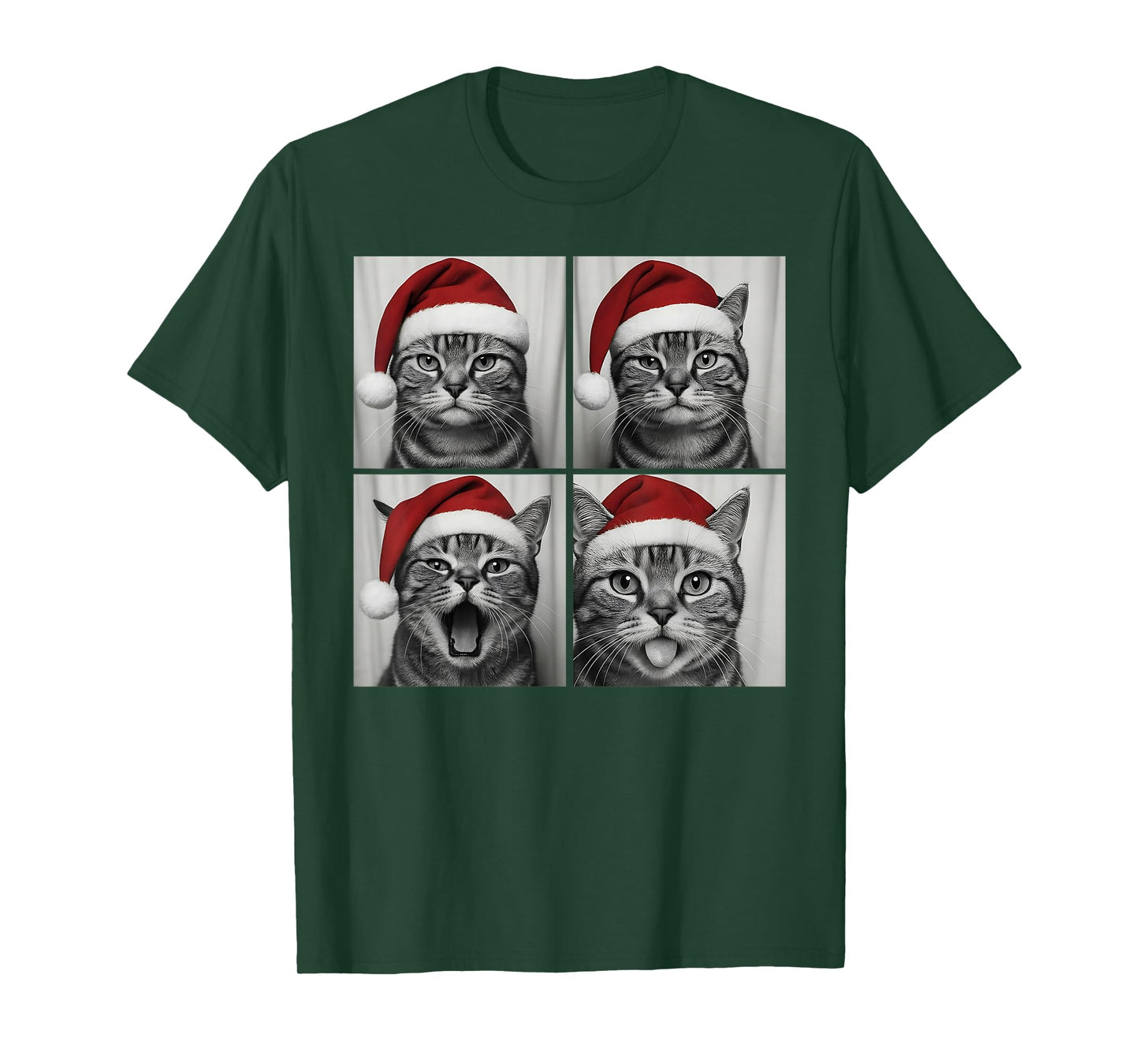 Funny Christmas American Shorthair cat Santa Photo Booth T-Shirt