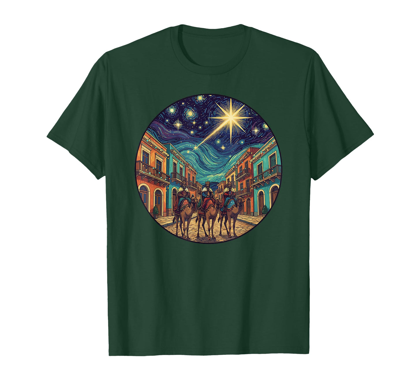 Three Kings Day San Juan Street Starry Night Style T-Shirt