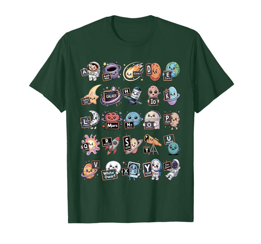 ABC Space Alphabet T-Shirt - Astronomy Learning Educational T-Shirt