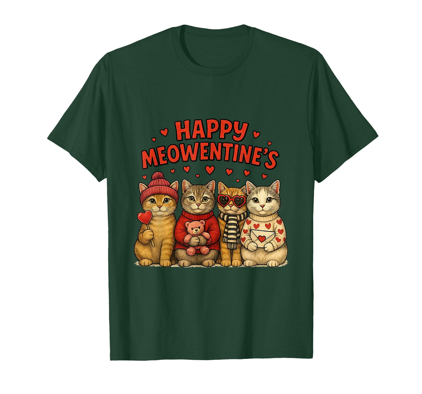 Happy Meowentines Cute Valentine Cats Love Women Men T-Shirt