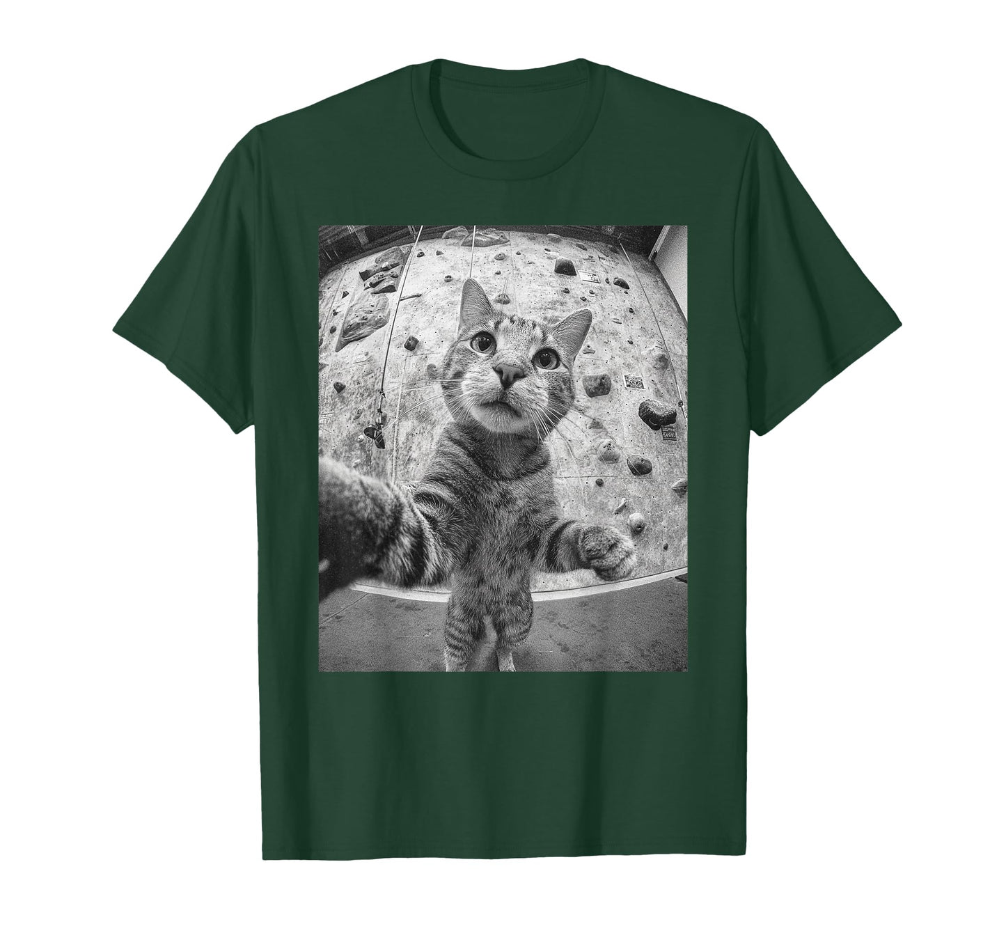 Funny Cat Climber Selfie Bouldering Wall Rock Climbing Cool T-Shirt