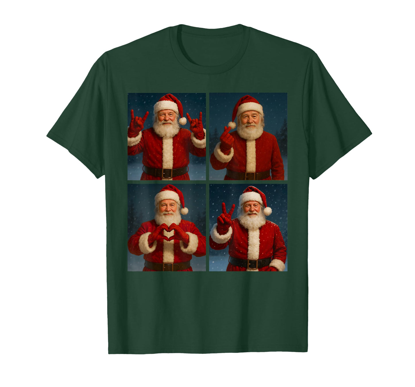 Funny Santa Claus Heart and Peace Sign Retro Christmas Xmas T-Shirt