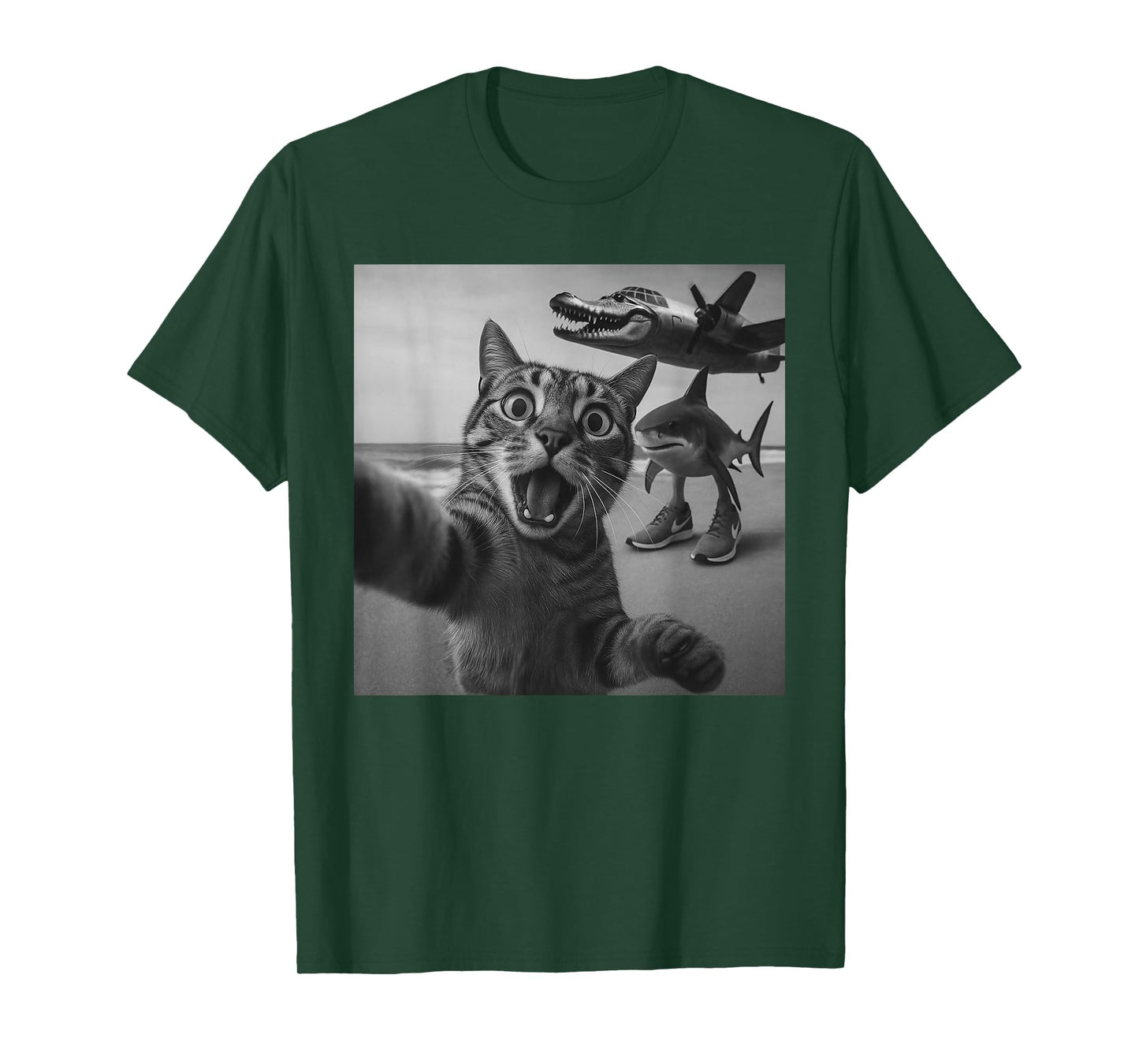 Cat Selfie Shark Crocodile Italian Brainrot Meme Men Women T-Shirt