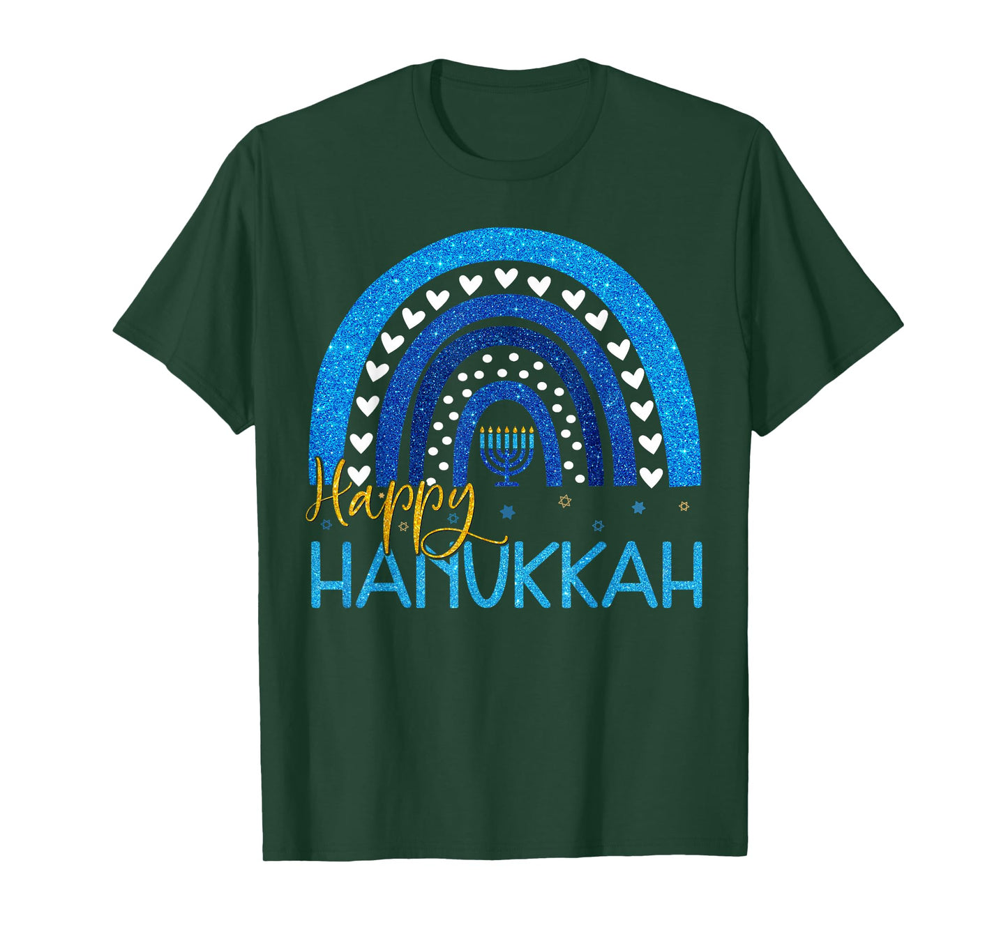 Happy Hanukkah Menorah Rainbow Jewish Gift Women Kid Toddler T-Shirt