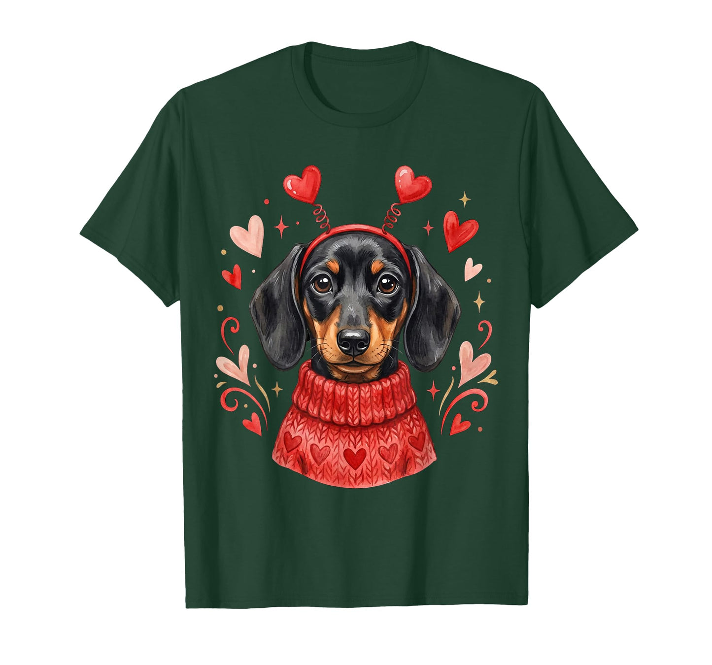 Cute Dachshund Valentines Dogs with Hearts Dog Valentine T-Shirt