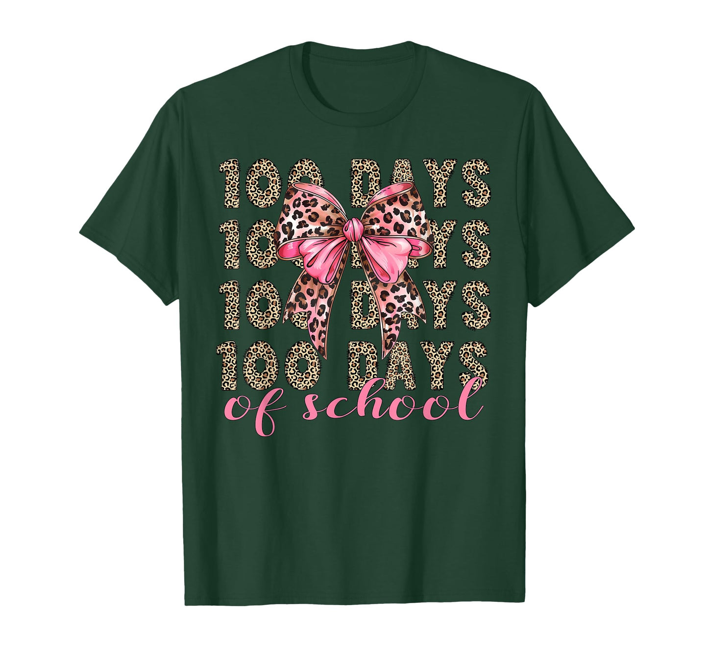 I Survived 100 Days of School 100th Day of School Leopard T-Shirt