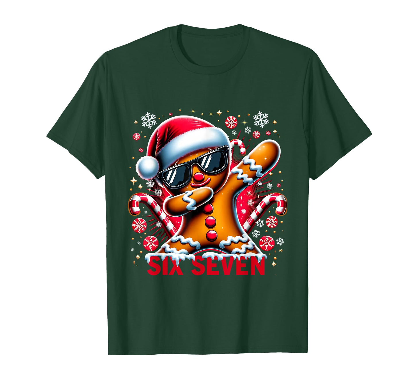 Six Seven Funny Gingerbread Christmas Design T-Shirt