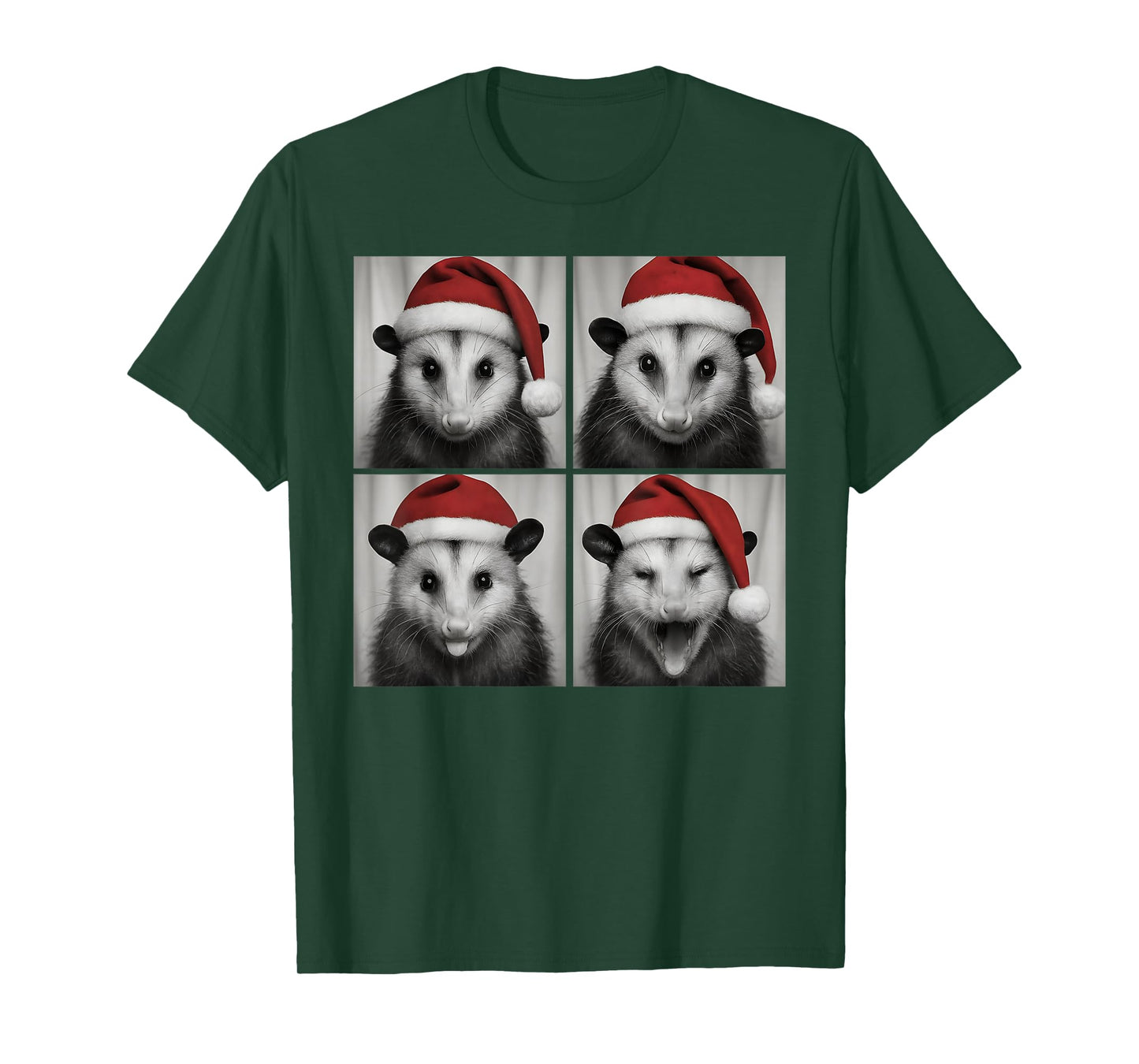 Funny Christmas Opossum Santa Photo Booth T-Shirt