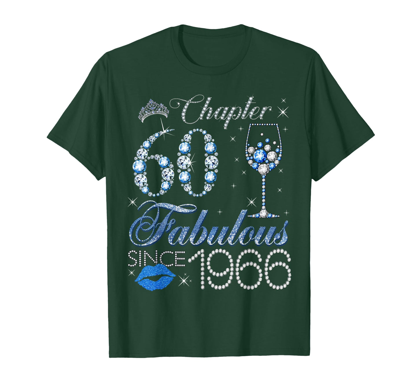 Chapter 60 60th Birthday Crown Wine Glass Denim and Diamonds T-Shirt