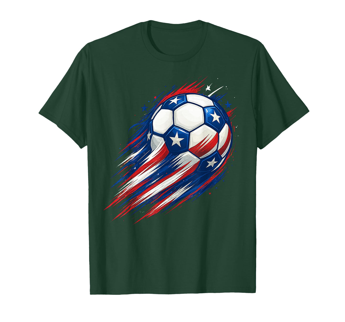 Red White and Blue Soccer Ball Patriotic Fourth of July Boys T-Shirt
