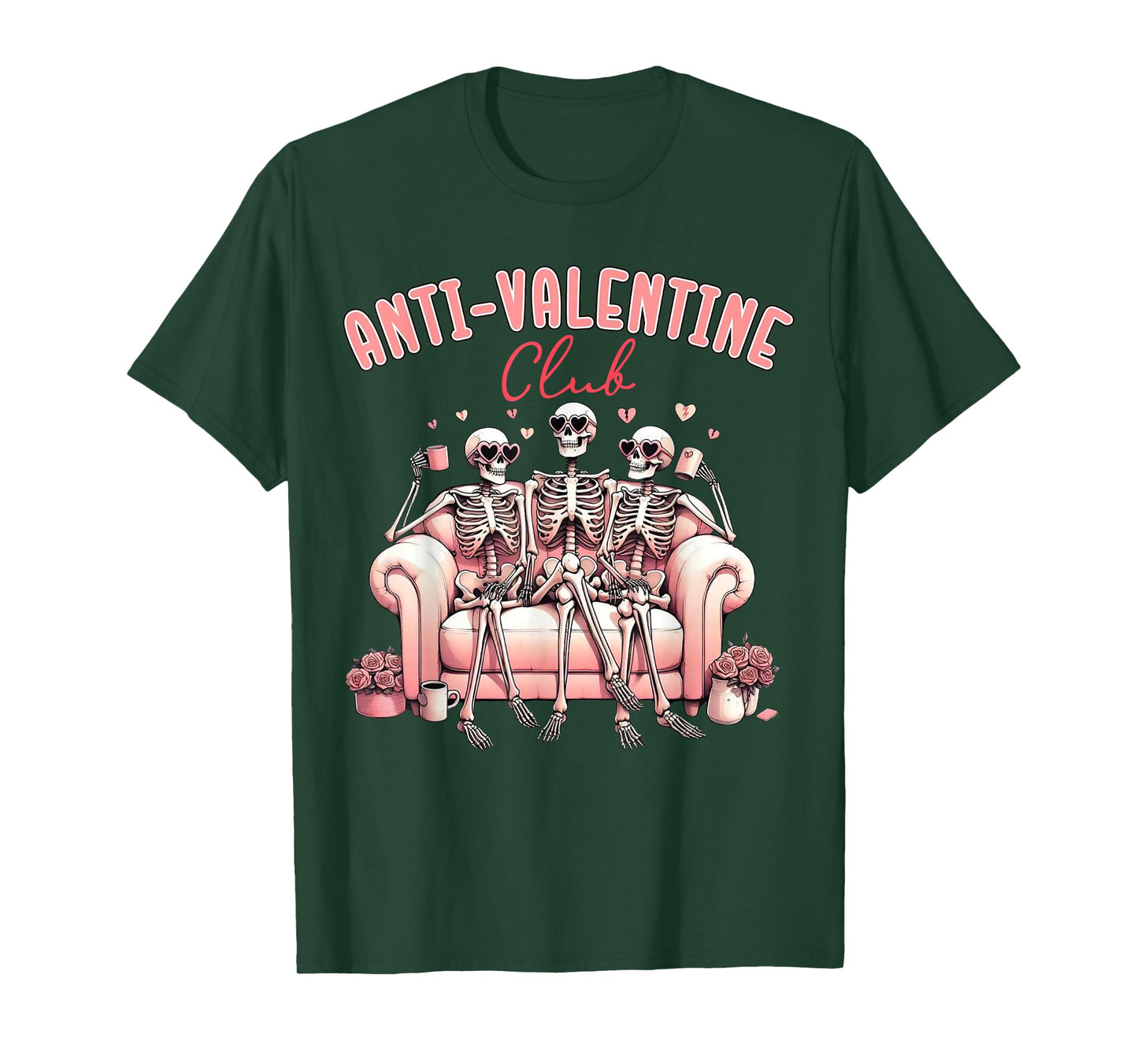 Anti Valentine Club Funny Skeleton Funny Single Valentines T-Shirt