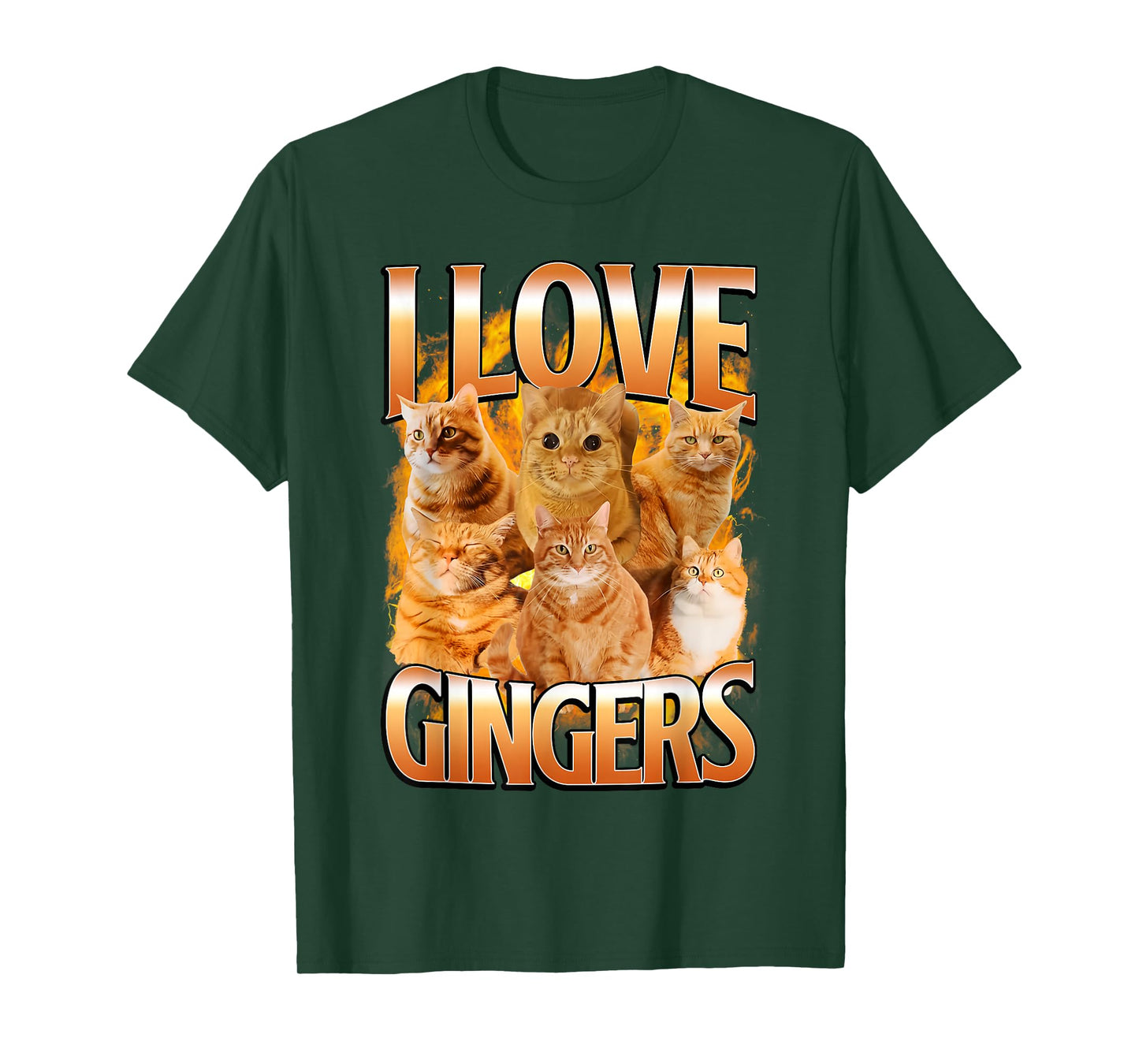 I Love Gingers Funny Cat Meme Cute Kitten Men Women T-Shirt