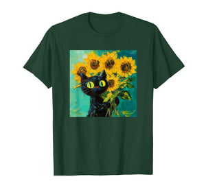 Funny Style Van Gogh Sunflowers Women Men Girl Boy Cat T-Shirt