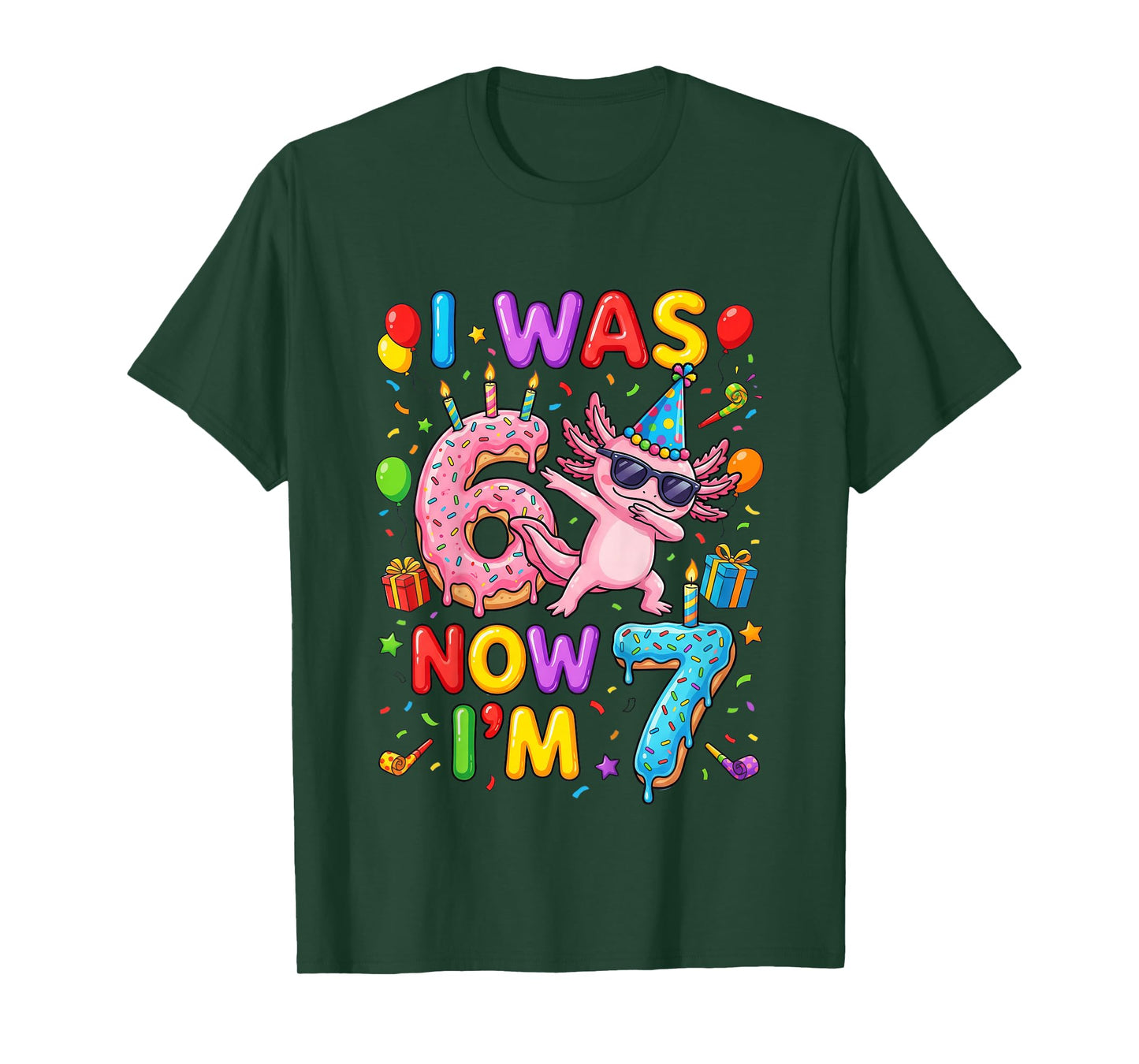 I was Six Now I'm Seven 6 7 Axolotl 67 Meme 7th Birthday T-Shirt