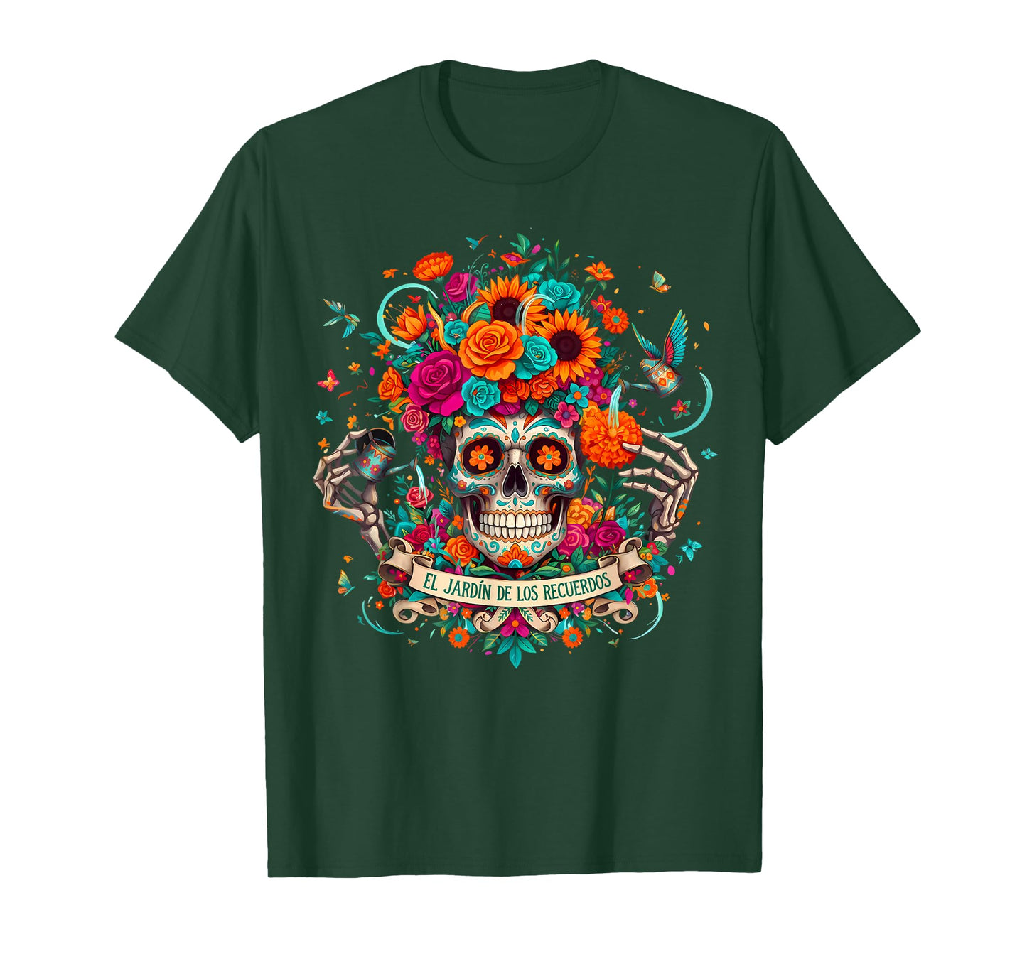 Floral Sugar Skull Día De Los Muertos Day of The Dead T-Shirt