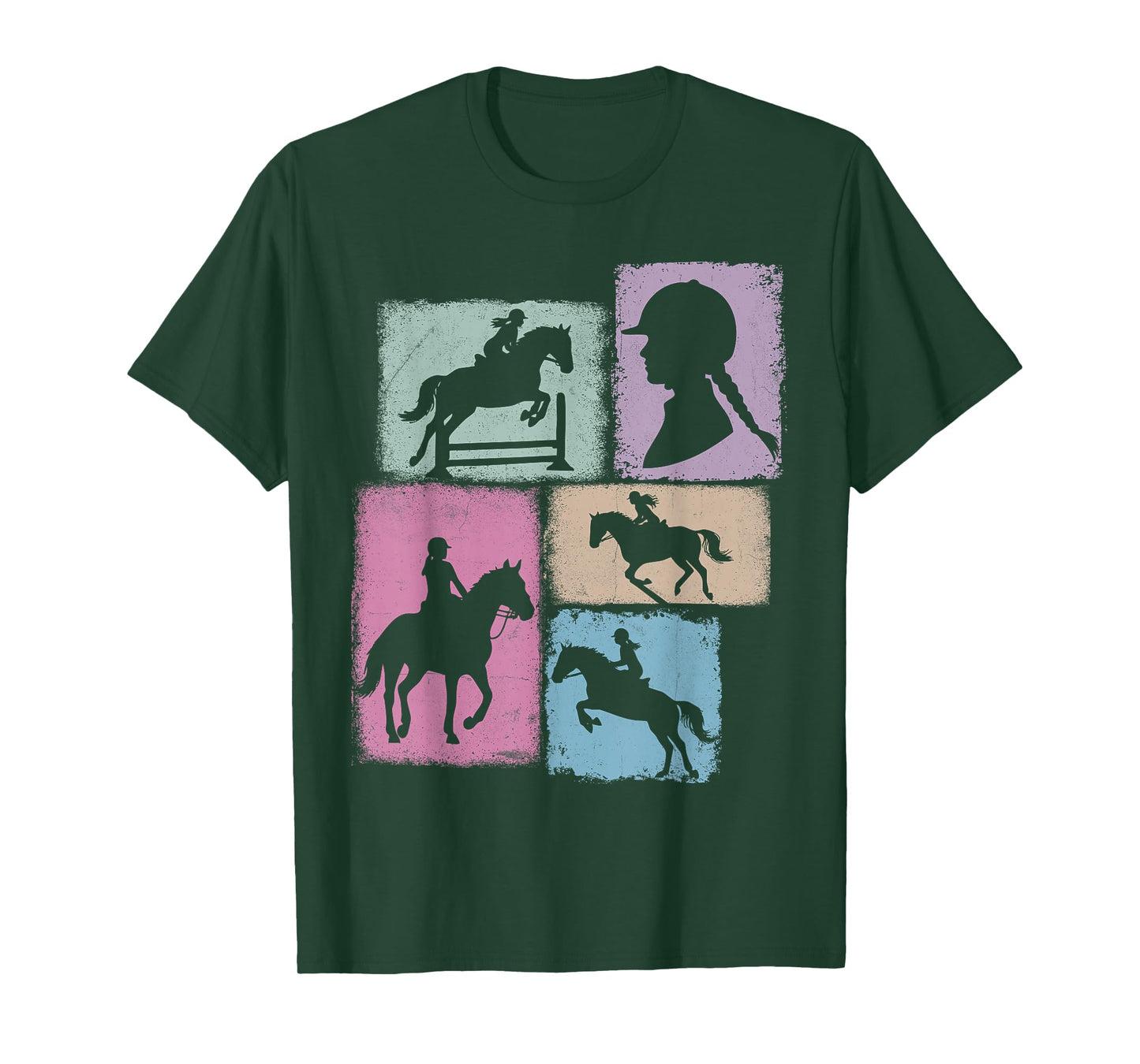 Equestrian Collage Horsewoman Women Kids Horse Riding Youth T-Shirt