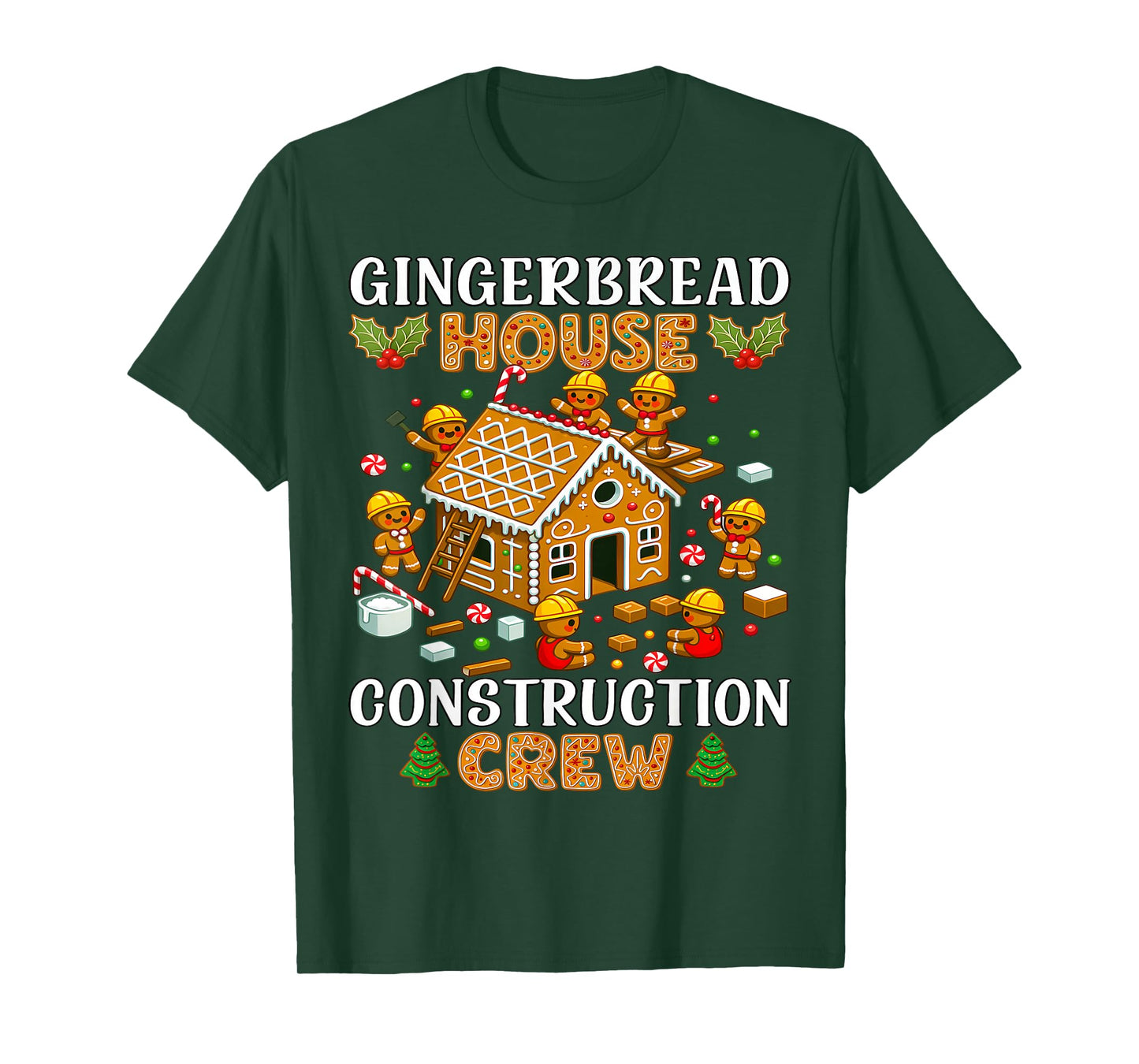 Gingerbread House Construction Crew Kids Men Women Matching T-Shirt